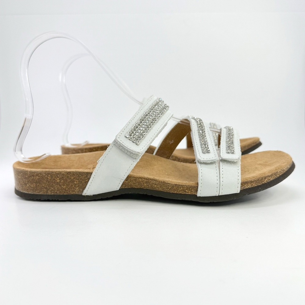 Vionic Afton White Rhinestone Sandals Adjustable Straps Comfort Womens 10 Party - Picture 5 of 15